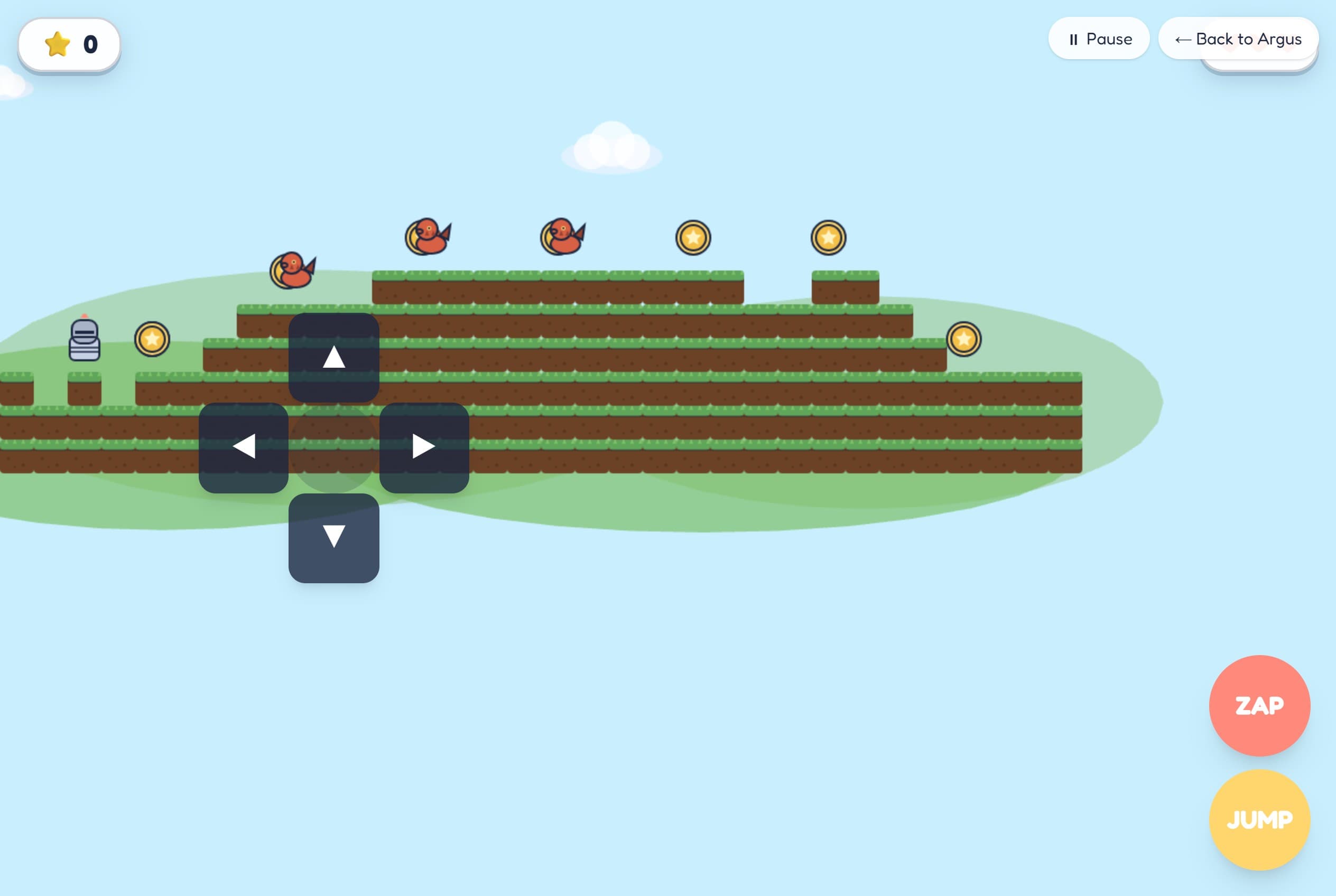 Bibo gameplay — a procedurally rendered platformer running right on the tablet.