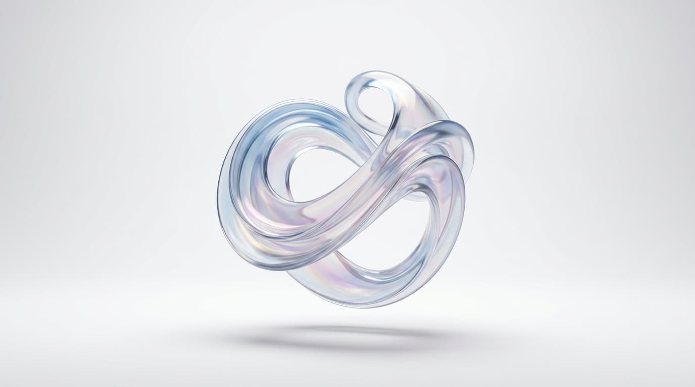 A luminous translucent glass form — Junior Villegas builds AI products you can trust.